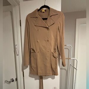 Theory Double-Breasted Beige Trench Coat